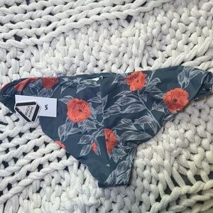 RVCA Gray and‎ Coral Low Ruse Cheeky Hipster Bikini Bottoms